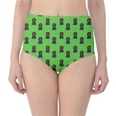 Nerdy 60s  Girl Pattern Green Classic High-waist Bikini Bottoms by snowwhitegirl