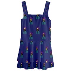 Nerdy 60s  Girl Pattern Blue Kids  Layered Skirt Swimsuit by snowwhitegirl