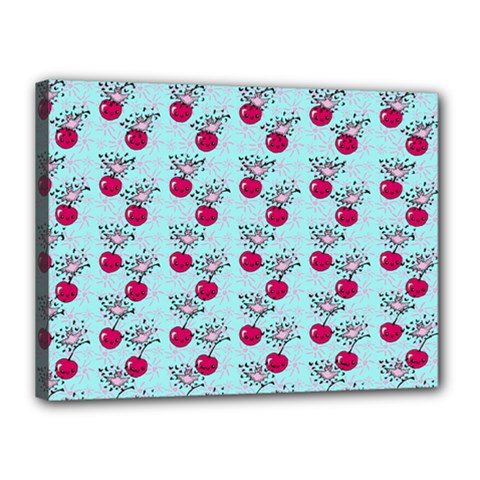 Cherries An Bats Aqua Canvas 16  X 12  (stretched) by snowwhitegirl