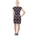 Heart Skeleton Face Pattern Black Cap Sleeve Bodycon Dress View2