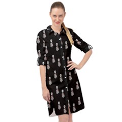 Heart Skeleton Pattern Long Sleeve Mini Shirt Dress by snowwhitegirl