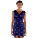 Red Rose Blue Wrap Front Bodycon Dress View1