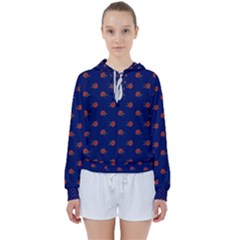 Red Rose Blue Women s Tie Up Sweat by snowwhitegirl