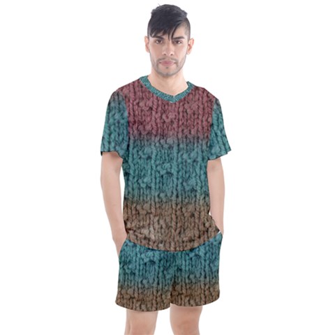 Knitted Wool Ombre 1 Men s Mesh Tee And Shorts Set by snowwhitegirl