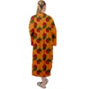 Red Roses Orange Maxi Velour Kimono View2