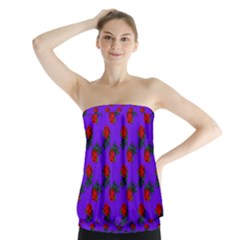 Red Roses Blue Purple Strapless Top by snowwhitegirl