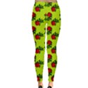 Red Roses Lime Green Leggings  View2