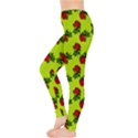 Red Roses Lime Green Leggings  View3