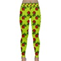 Red Roses Lime Green Classic Yoga Leggings View1