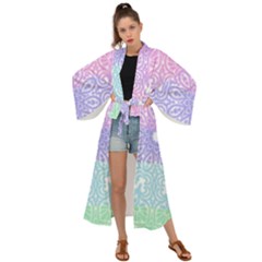 Vintage Pastel Mandala White Maxi Kimono by snowwhitegirl