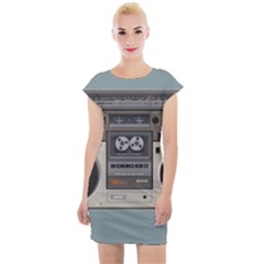 Radio Cassette Speaker Sound Audio Cap Sleeve Bodycon Dress by Simbadda