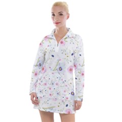 Floral Pattern Background Women s Long Sleeve Casual Dress by Simbadda