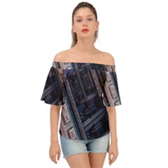 Fractal 3d Pattern Graphics Model Off Shoulder Short Sleeve Top by Simbadda