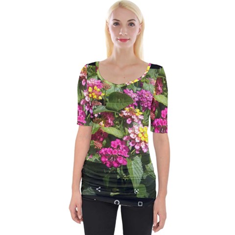 Summer Lantana W Bee Wide Neckline Tee by Riverwoman