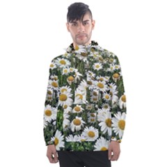 Columbus Commons Shasta Daisies Men s Front Pocket Pullover Windbreaker by Riverwoman