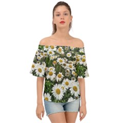 Columbus Commons Shasta Daisies Off Shoulder Short Sleeve Top by Riverwoman