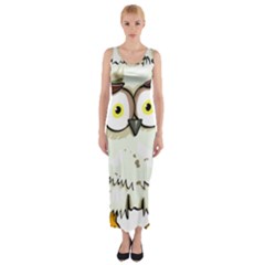 Owl Bird Eyes Cartoon Good Fitted Maxi Dress by Sudhe