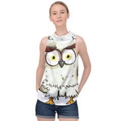 Owl Bird Eyes Cartoon Good High Neck Satin Top by Sudhe