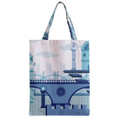 Blue City Building Fantasy Zipper Classic Tote Bag by Sudhe