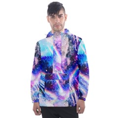 Crystal Wave Pattern Design Men s Front Pocket Pullover Windbreaker by Sudhe