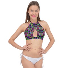 Colorful 58 Cross Front Halter Bikini Top by ArtworkByPatrick