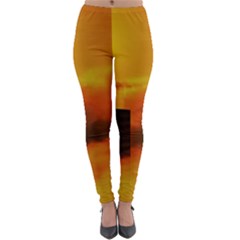 City Sun Clouds Smog Sky Yellow Lightweight Velour Leggings by Simbadda