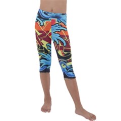 Graffiti Colourful Street Art Art Kids  Lightweight Velour Capri Leggings  by Simbadda