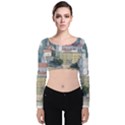 Architecture Old Sky Travel Velvet Long Sleeve Crop Top View1