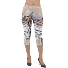 Building Architecture Columns Lightweight Velour Capri Leggings  by Simbadda