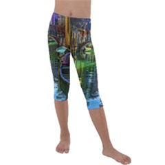 Venice City Italy Architecture Kids  Lightweight Velour Capri Leggings  by Simbadda