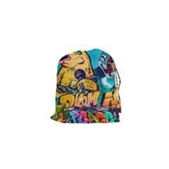 Graffiti Street Art Mountains Wall Drawstring Pouch (xs) by Simbadda