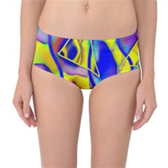 Yellow Triangles Abstract Mid-waist Bikini Bottoms by bloomingvinedesign