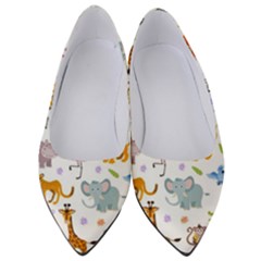 Children Seamless Wallpaper With Cute Funny Baby Savanna Animals Women s Low Heels by Vaneshart