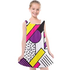 Memphis Colorful Background With Stroke Kids  Cross Back Dress by Vaneshart