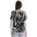 Summer Trend Seamless Background With Bright Tropical Leaves Plants V-Neck Flutter Sleeve Top View2