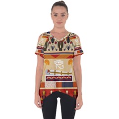 Seamless Ethnic Pattern Cut Out Side Drop Tee