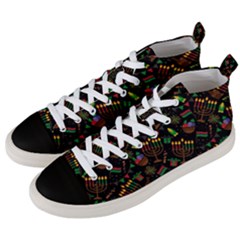 Seamless Pattern Kwanzaa With Traditional Colored Candles Men s Mid-top Canvas Sneakers by Vaneshart