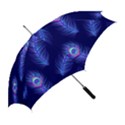 Seamless Pattern With Colorful Peacock Feathers Dark Blue Background Straight Umbrellas View2