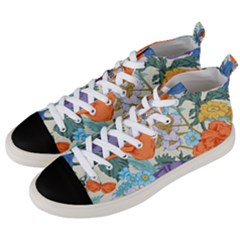 Vintage Floral Vector Seamless Pattern With Roses Men s Mid-top Canvas Sneakers by Vaneshart