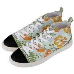 Peacock Flower Seamless Pattern Men s Mid-top Canvas Sneakers by Vaneshart