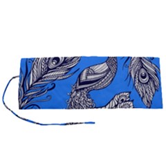 Peacock Bird Feathers Seamless Background Pattern Roll Up Canvas Pencil Holder (s) by Vaneshart