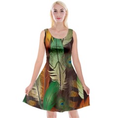 Feathers Realistic Pattern Reversible Velvet Sleeveless Dress by Vaneshart