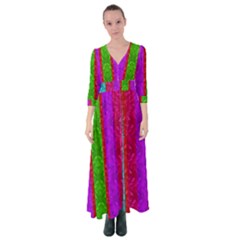 Rose Petals As A Rainbow Of Decorative Colors Button Up Maxi Dress by pepitasart