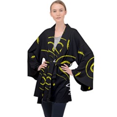 Bulb Light Idea Electricity Long Sleeve Velvet Kimono  by HermanTelo