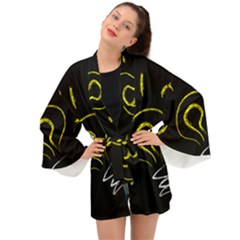 Bulb Light Idea Electricity Long Sleeve Kimono by HermanTelo