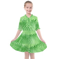 Wave Concentric Circle Green Kids  All Frills Chiffon Dress by HermanTelo