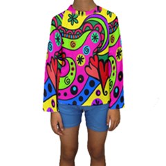 Seamless Doodle Kids  Long Sleeve Swimwear by Vaneshart