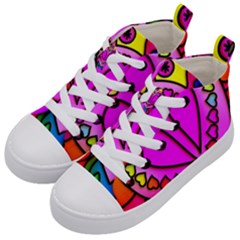 Stained Glass Love Heart Kids  Mid-top Canvas Sneakers by Vaneshart