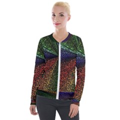 Abstract Colorful Pieces Mosaics Velour Zip Up Jacket by Vaneshart