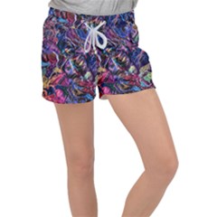 Multicolored Abstract Painting Women s Velour Lounge Shorts by Vaneshart